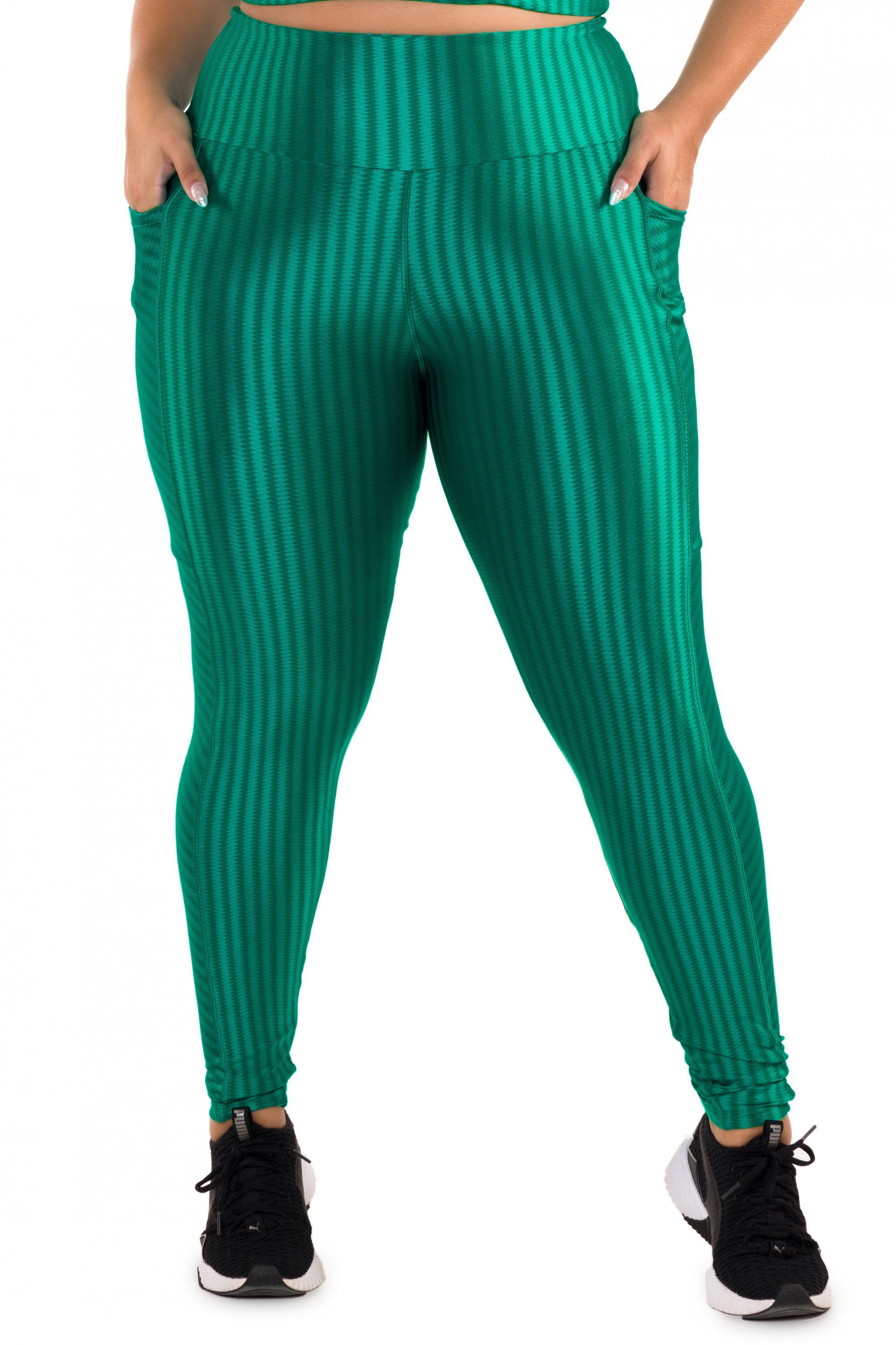 Legging Ikat em Tecido Texturizado Verde - Donna Carioca Moda Fitness