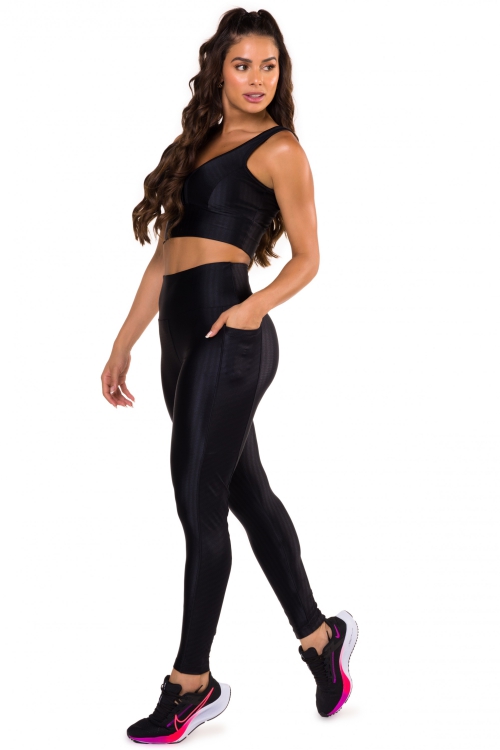 Legging Classic em Tecido Texturizado Caramelo - Donna Carioca Moda Fitness