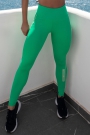 Legging Aerobics Verde em Suplex Poliamida e Estampa Lateral