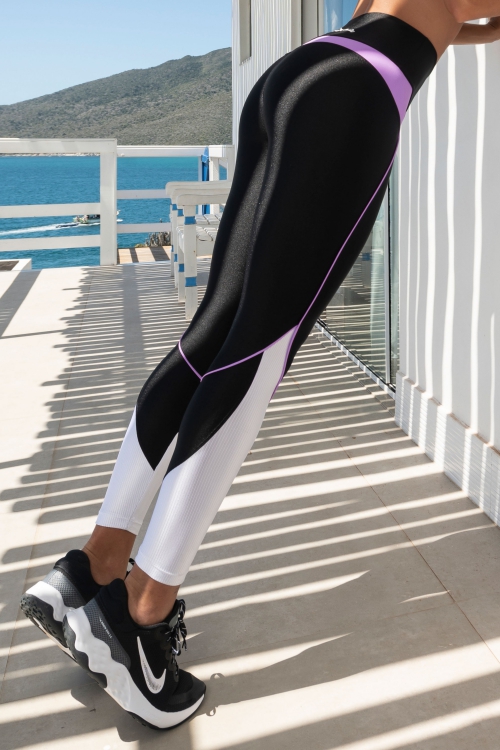 Legging Upside em Preta Tecido Platinado e Estampa Emborrachada - Donna  Carioca Moda Fitness