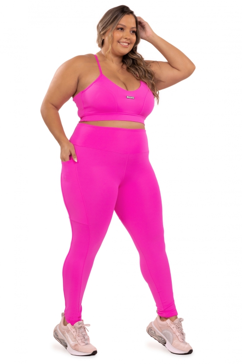 Legging Essential Pink em Suplex Poliamida com Bolso - Donna Carioca Moda  Fitness
