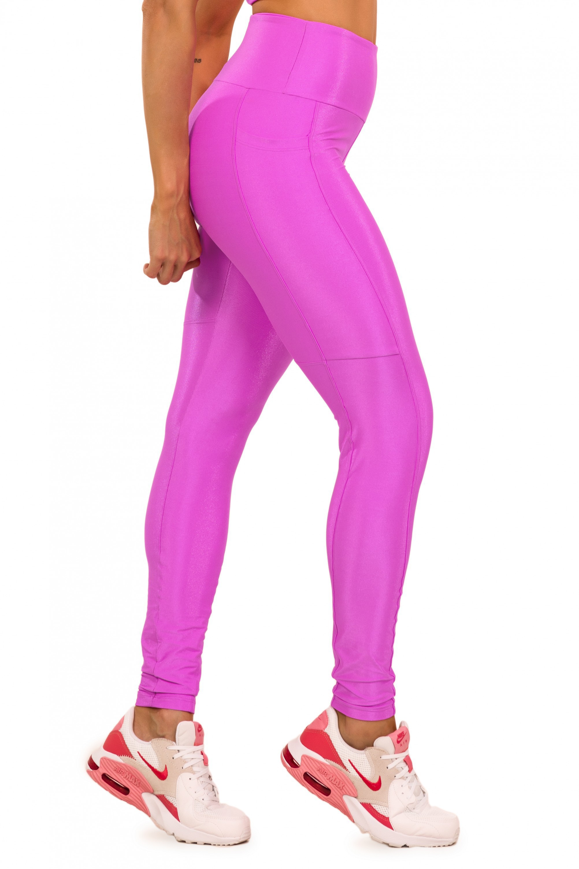 Legging Bright Microcanelada Pink com Bolso - Donna Carioca Moda