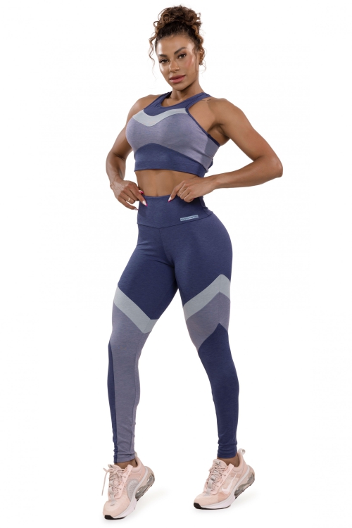 Legging Ikat em Tecido Texturizado Preto - Donna Carioca Moda Fitness