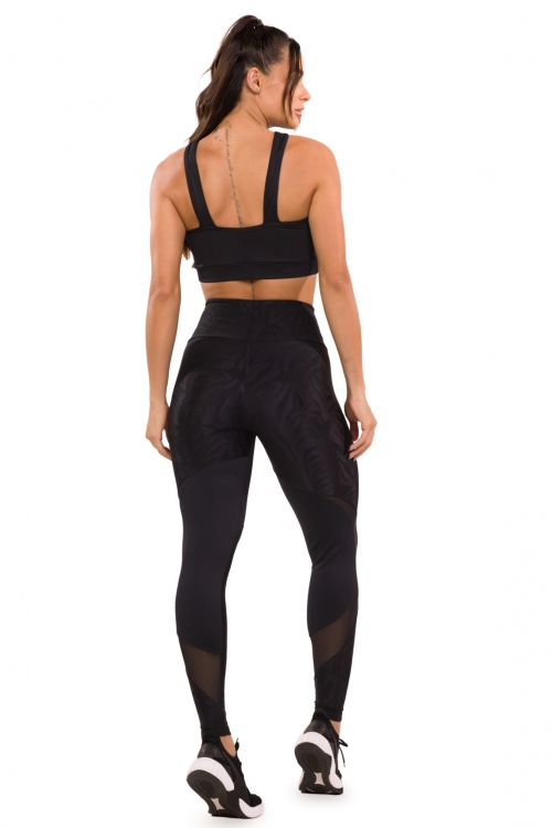 Legging Flexible Preta em Suplex Poliamida e Tecido Texturizado - Donna  Carioca Moda Fitness